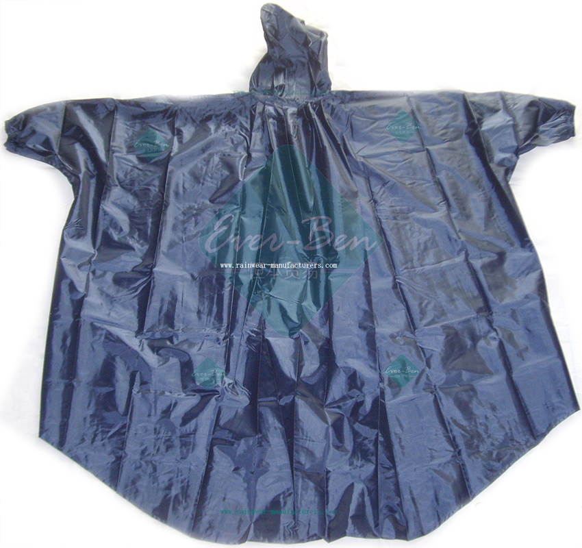 Blue waterproof poncho with sleeves-poncho rain jacket